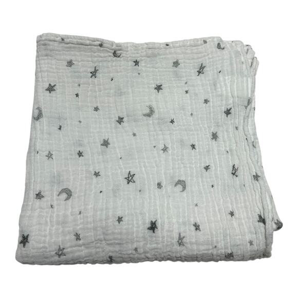 TL Care American Baby Company White Gray Moon Stars Muslin Swaddle Blanket 2018 - Picture 1 of 5